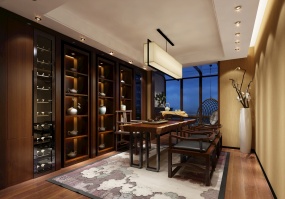 中式书房3D模型效果图